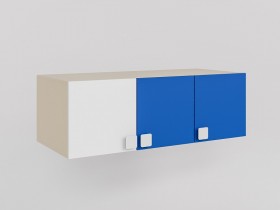 Антресоль на шкаф 3-х створчатый Скай люкс (Синий/Белый/корпус Клен) в Енисейске - enisejsk.katalogmebeli.com | фото