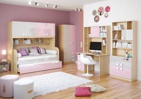 Детская комната Грэйси (Розовый/Серый/корпус Клен) в Енисейске - enisejsk.katalogmebeli.com | фото 2