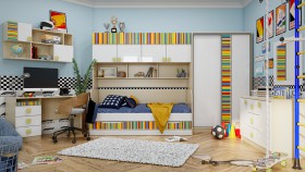 Детская комната Клаксон без машинок (Белый/корпус Клен) в Енисейске - enisejsk.katalogmebeli.com | фото 5