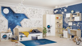 Детская комната Санни (Белый/корпус Клен) в Енисейске - enisejsk.katalogmebeli.com | фото 2