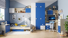 Детская комната Скай (Синий/Белый/корпус Клен) в Енисейске - enisejsk.katalogmebeli.com | фото 1
