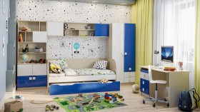 Детская комната Скай Люкс (Синий/Белый/корпус Клен) в Енисейске - enisejsk.katalogmebeli.com | фото