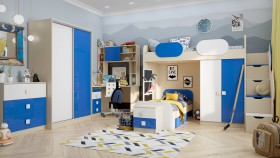 Детская комната Скай Люкс (Синий/Белый/корпус Клен) в Енисейске - enisejsk.katalogmebeli.com | фото 5