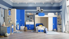 Детская комната Скай Люкс (Синий/Белый/корпус Клен) в Енисейске - enisejsk.katalogmebeli.com | фото 7