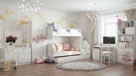Детская комната Совушки (Белый/корпус Выбеленное дерево) в Енисейске - enisejsk.katalogmebeli.com | фото 3
