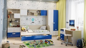 Диван-кровать Скай люкс (Синий/Белый/корпус Клен) в Енисейске - enisejsk.katalogmebeli.com | фото 2