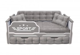 Кровать 160 серии Спорт 2 ящика 45 Серый (подушки) в Енисейске - enisejsk.katalogmebeli.com | фото