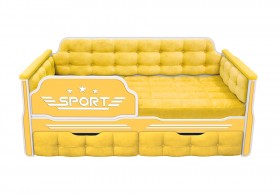 Кровать 160 серии Спорт 2 ящика 74 Жёлтый (мягкие боковые накладки) в Енисейске - enisejsk.katalogmebeli.com | фото