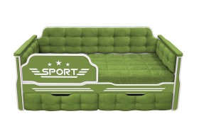 Кровать 160 серии Спорт 2 ящика 76 Зелёный (мягкие боковые накладки) в Енисейске - enisejsk.katalogmebeli.com | фото