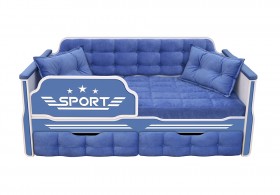 Кровать 160 серии Спорт 2 ящика 85 Синий (подушки) в Енисейске - enisejsk.katalogmebeli.com | фото