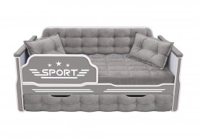 Кровать 170 серии Спорт 1 ящик 45 Серый (подушки) в Енисейске - enisejsk.katalogmebeli.com | фото
