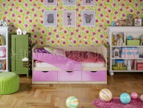 Кровать Бабочки 1,6м (Сиреневый металлик) в Енисейске - enisejsk.katalogmebeli.com | фото