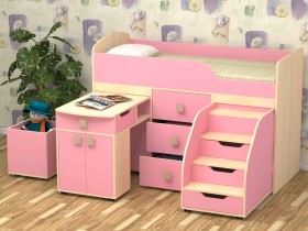 Кровать детская Фея 1.6 Дуб молочный/Розовый в Енисейске - enisejsk.katalogmebeli.com | фото 1