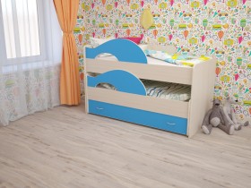 Кровать детская Радуга 1600 Млечный дуб/Голубой в Енисейске - enisejsk.katalogmebeli.com | фото
