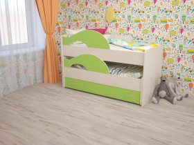 Кровать детская Радуга 1600 Млечный дуб/Салатовый в Енисейске - enisejsk.katalogmebeli.com | фото