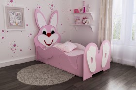 Кровать детская Зайка 1.6 Розовый/Белый в Енисейске - enisejsk.katalogmebeli.com | фото