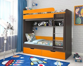 Кровать двухъярусная Юниор-5  Бодего/Оранжевый в Енисейске - enisejsk.katalogmebeli.com | фото 1