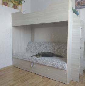 Кровать двухъярусная с диваном (Беленый дуб) в Енисейске - enisejsk.katalogmebeli.com | фото