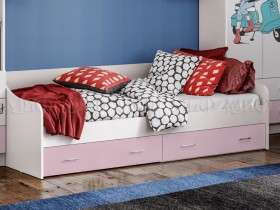 Кровать Fashion-1 Вега 0,9 м (Белый/Розовый) в Енисейске - enisejsk.katalogmebeli.com | фото 1