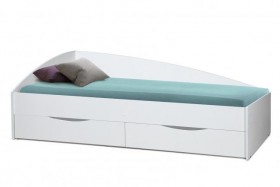 Кровать одинарная "Фея - 3" (асимметричная) (2000х900) New/(белый / белый / ДВПО белый) в Енисейске - enisejsk.katalogmebeli.com | фото