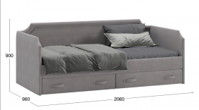 Кровать с мягкой обивкой и ящиками «Кантри» Тип 1 (900) (Велюр Светло-серый) в Енисейске - enisejsk.katalogmebeli.com | фото 3