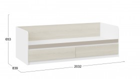 Кровать «Сканди» с 2 ящиками Дуб Гарден/Белый/Глиняный серый в Енисейске - enisejsk.katalogmebeli.com | фото 3
