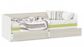 Кровать «Сканди» с 2 ящиками Дуб Гарден/Белый/Зеленый в Енисейске - enisejsk.katalogmebeli.com | фото 2