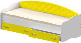 Кровать Софа-7 с мягкой спинкой (800х1900) Белый/Желтый в Енисейске - enisejsk.katalogmebeli.com | фото 1