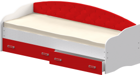 Кровать Софа-7 с мягкой спинкой (800х1900) Белый/Красный в Енисейске - enisejsk.katalogmebeli.com | фото