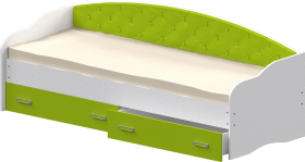 Кровать Софа-7 с мягкой спинкой (800х1900) Белый/Лайм в Енисейске - enisejsk.katalogmebeli.com | фото 1