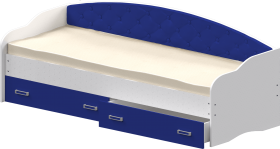 Кровать Софа-7 с мягкой спинкой (800х1900) Белый/Синий в Енисейске - enisejsk.katalogmebeli.com | фото