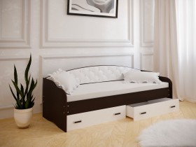 Кровать Софа-7 с мягкой спинкой (800х1900) Венге/ Белый в Енисейске - enisejsk.katalogmebeli.com | фото 1