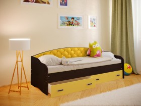 Кровать Софа-7 с мягкой спинкой (800х1900) Венге/Желтый в Енисейске - enisejsk.katalogmebeli.com | фото