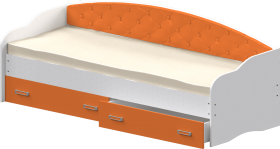 Кровать Софа-7 с мягкой спинкой (800х2000) Белый/Оранжевый в Енисейске - enisejsk.katalogmebeli.com | фото 1