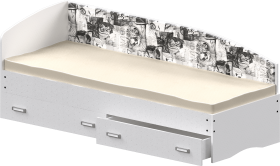 Кровать Софа-9 с мягкой спинкой с рисунком Милана (900х1900) Белый в Енисейске - enisejsk.katalogmebeli.com | фото
