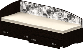 Кровать Софа-9 с мягкой спинкой с рисунком Милана (900х1900) Венге в Енисейске - enisejsk.katalogmebeli.com | фото