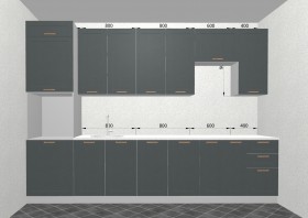 Кухня Квадро 3,2 м (высокие модули/Железо/Серый) в Енисейске - enisejsk.katalogmebeli.com | фото 3