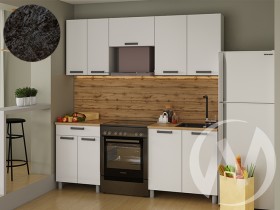 Кухня Кьяра 2.0м с окапом (корпус белый/карбон фарфор) 26мм кастилло темный в Енисейске - enisejsk.katalogmebeli.com | фото