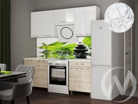 Кухня Нора 2.0м (корпус белый/белый, дуб шале светлый) 26мм мрамор итальянский в Енисейске - enisejsk.katalogmebeli.com | фото