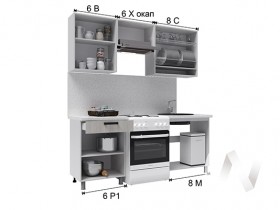 Кухня Салли 2.0 м с окапом (белый/сандал белый, серый/26 мм/дуб вотан) в Енисейске - enisejsk.katalogmebeli.com | фото 3