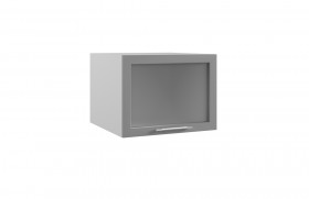 Квадро ГВПГС 600 шкаф верхний горизонтальный глубокий со стеклом высокий (Белый софт/корпус Серый) в Енисейске - enisejsk.katalogmebeli.com | фото