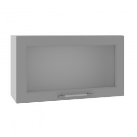 Квадро ВПГС 800 шкаф верхний горизонтальный со стеклом высокий (Белый софт/корпус Серый) в Енисейске - enisejsk.katalogmebeli.com | фото