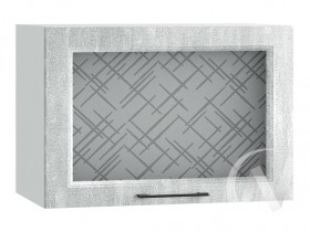 Либерти Шкаф верхний горизонтальный со стеклом ШВГС 609 (Холст грей/корпус белый) в Енисейске - enisejsk.katalogmebeli.com | фото