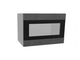 Лофт ПГСФ 500 шкаф верхний горизонтальный со стеклом и фотопечатью (Бетон темный/корпус Серый) в Енисейске - enisejsk.katalogmebeli.com | фото
