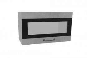 Лофт ПГСФ 600 шкаф верхний горизонтальный со стеклом и фотопечатью (Бетон светлый/корпус Серый) в Енисейске - enisejsk.katalogmebeli.com | фото