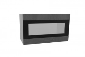Лофт ПГСФ 600 шкаф верхний горизонтальный со стеклом и фотопечатью (Бетон темный/корпус Серый) в Енисейске - enisejsk.katalogmebeli.com | фото