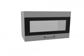 Лофт ПГСФ 600 шкаф верхний горизонтальный со стеклом и фотопечатью (Штукатурка серая/корпус Серый) в Енисейске - enisejsk.katalogmebeli.com | фото