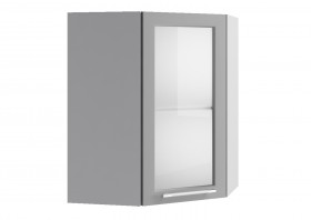 Лофт ПУС 550 шкаф верхний угловой со стеклом (Дуб бурый/корпус Серый) в Енисейске - enisejsk.katalogmebeli.com | фото
