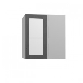 Лофт ПУС 650 шкаф верхний угловой со стеклом (Бетон темный/корпус Серый) в Енисейске - enisejsk.katalogmebeli.com | фото