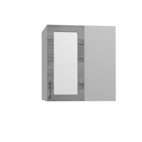 Лофт ПУС 650 шкаф верхний угловой со стеклом (Дуб цикорий/корпус Серый) в Енисейске - enisejsk.katalogmebeli.com | фото